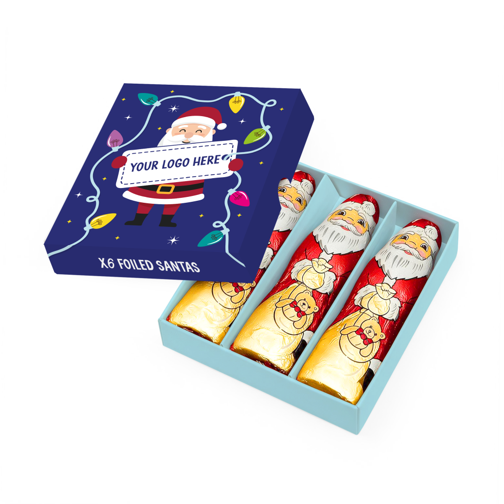 Winter Collection - Eco Mini Treat Box - Foiled Santas - x6