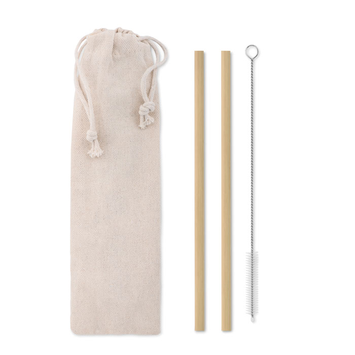 Bamboo Straw W/Brush In Pouch