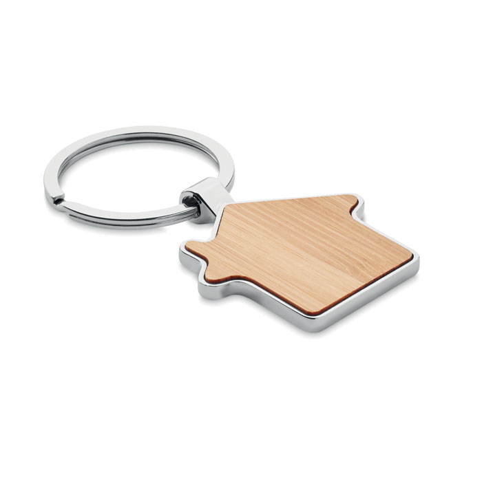 House Key Ring Metal Bamboo