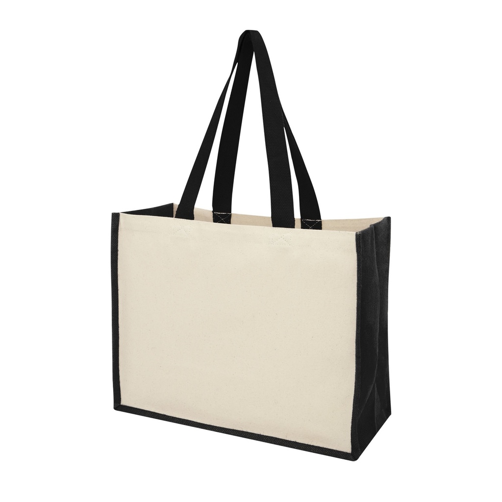 Varai 320 g/m² canvas and jute shopping tote bag 23L