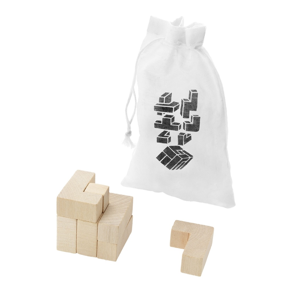 Solfee wooden squares brain teaser with pouch