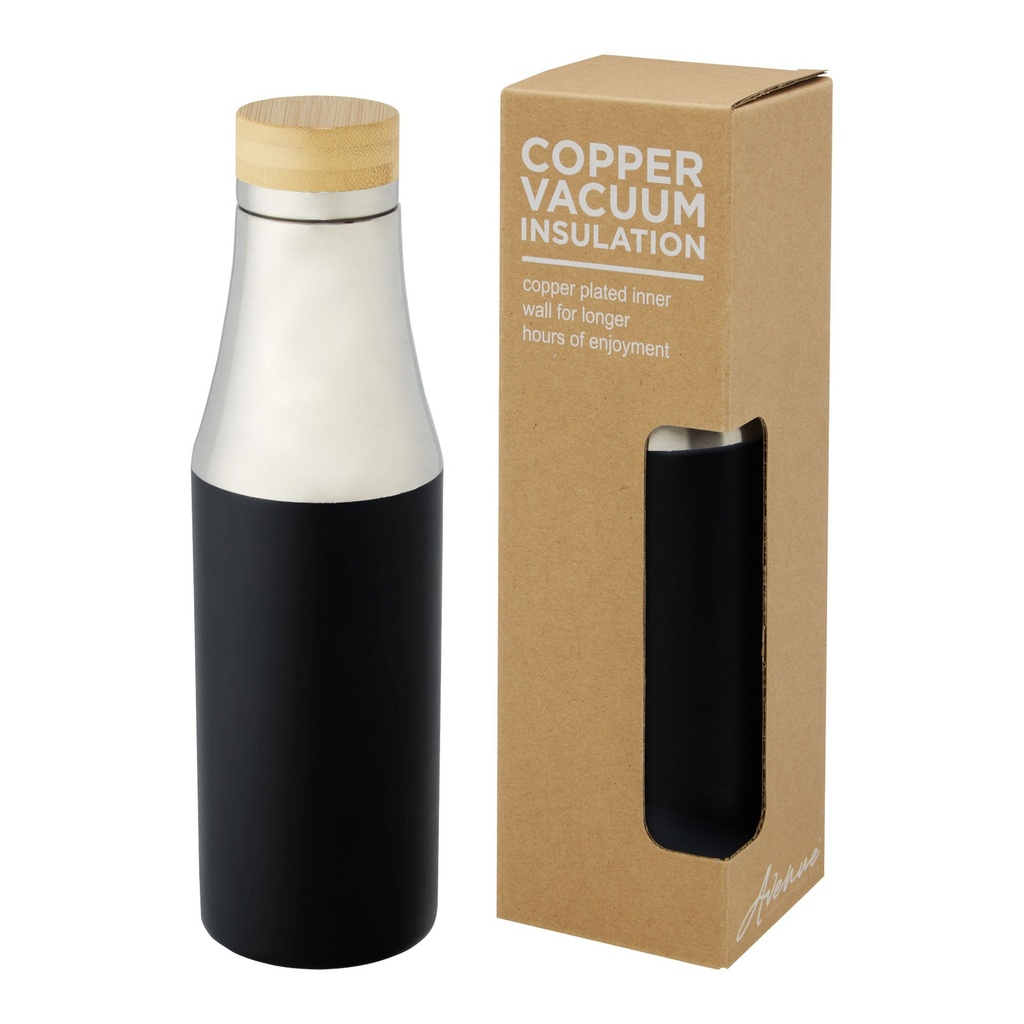 Hulan 540 ml copper vacuum insulated stainless steel bottle with bamboo lid