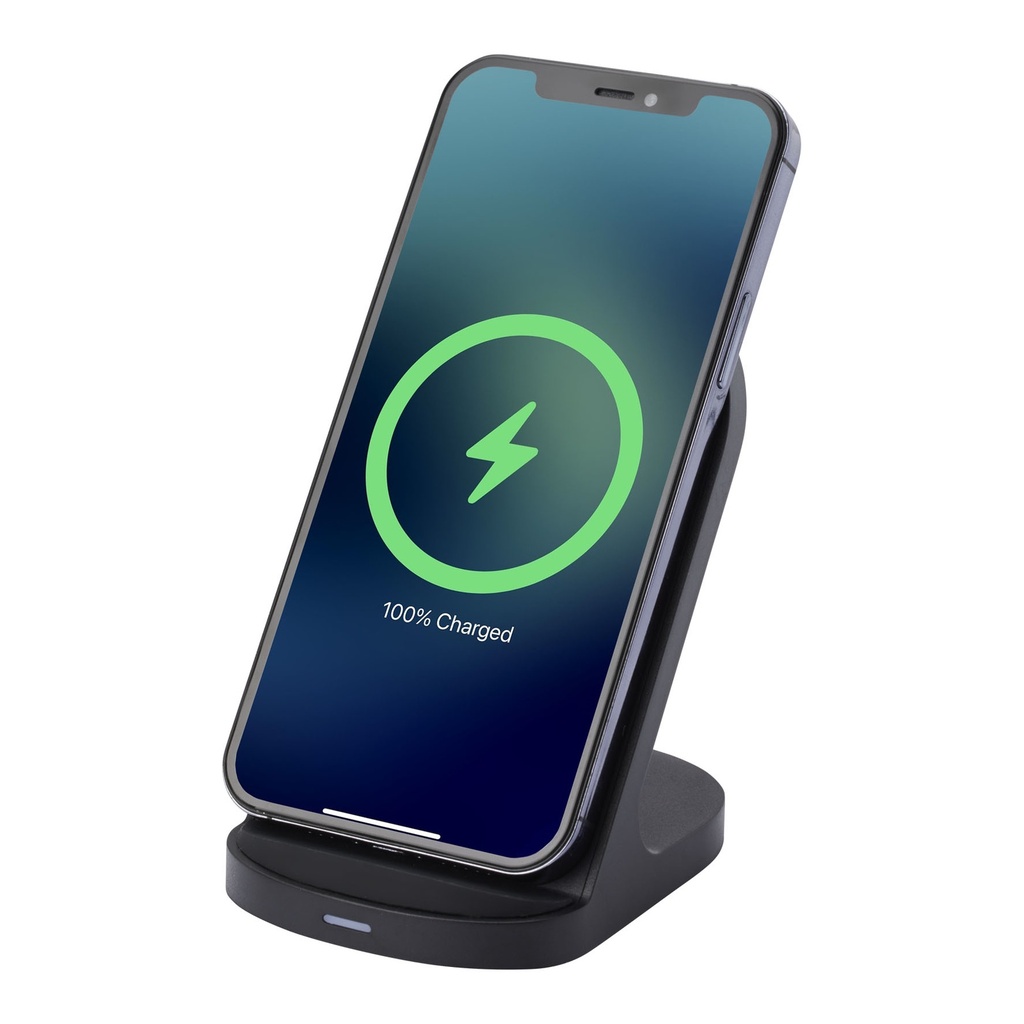 Loop 15W dual coil RCS recycled plastic wireless charging stand