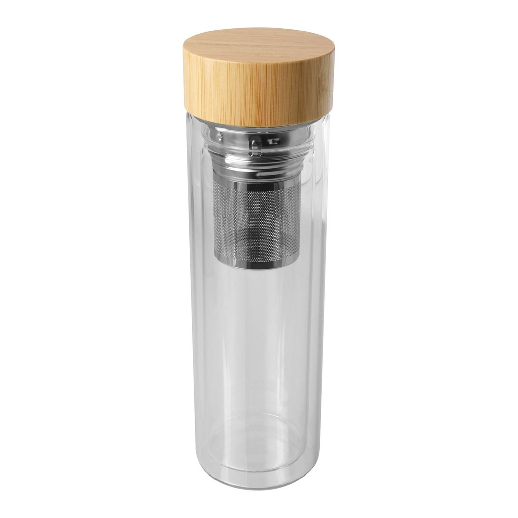 Bailey 400 ml borsilicate glass infuser bottle with bamboo lid