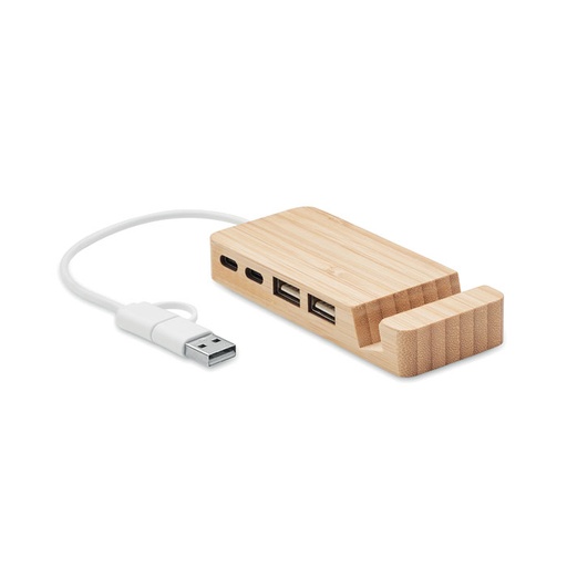 [MO2144-40] Bamboo Usb 4 Ports Hub