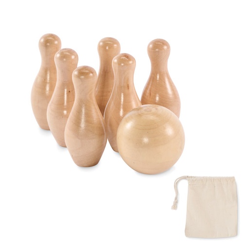 [MO2434-40] Mini Pine Wood Bowling Set