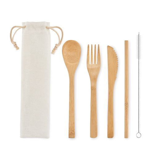 [MO6121-13] Bamboo Cutlery With Straw