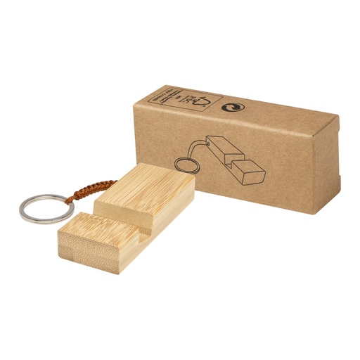 [10460671] Bosona bamboo phone holder with keychain