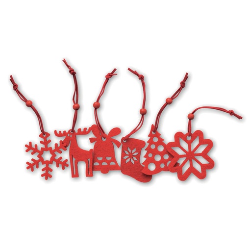[CX1335-05] Set Of 6 Felt Tree Hangers