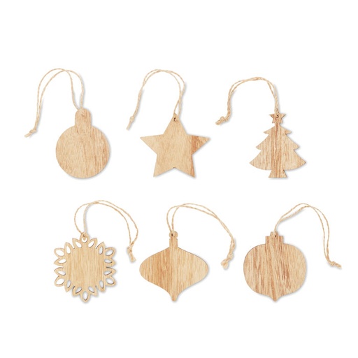 [CX1495-40] Set Of Wooden Xmas Ornaments