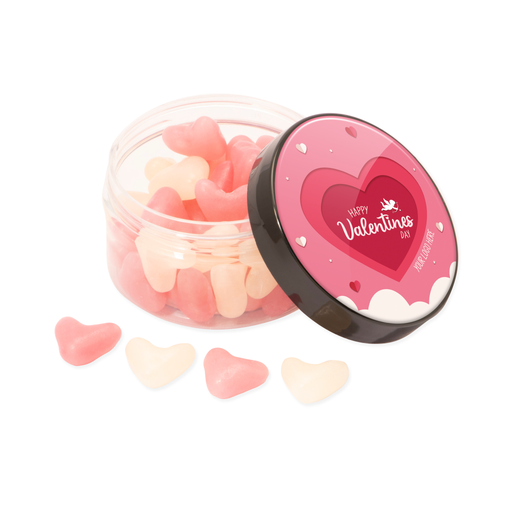 [100411] Valentines - Screw Top Jar - White & Pink Jelly Hearts