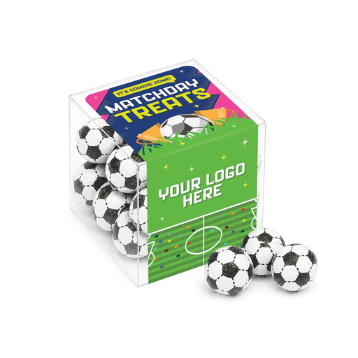 [100891] Matchday Treats - Clear Cube - Chocolate Footballs