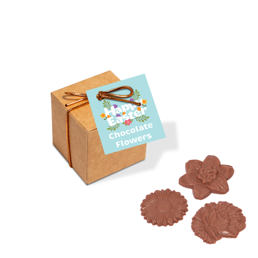 [200319] Eco Kraft Cube - Milk Chocolate Flowers - X6