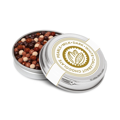 [103920] Caviar Tin - Chocolate Pearls - Silver